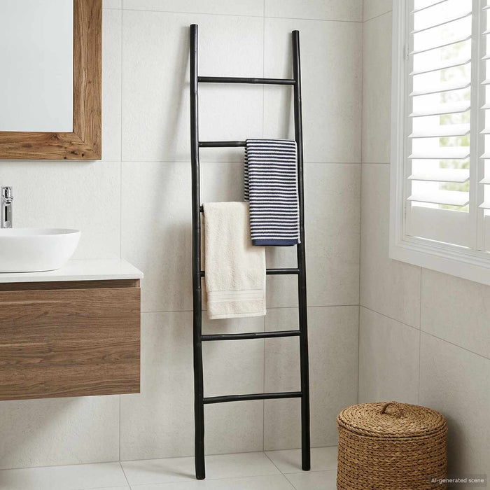 Scară pentru pături Negru 50 x 190 cm Bambus WALTI