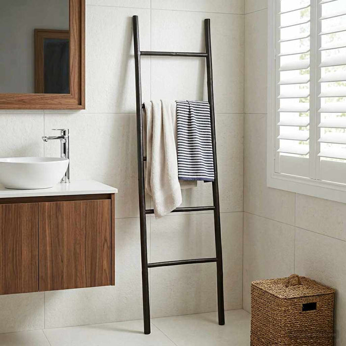 Scară pentru pături Negru 40 x 150 cm Bambus WALTI