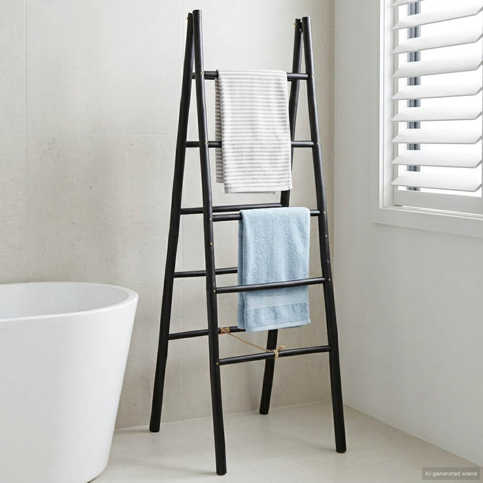 Scară pentru pătură dublă Negru 50 x 50 x 159 cm Bambus WALTI