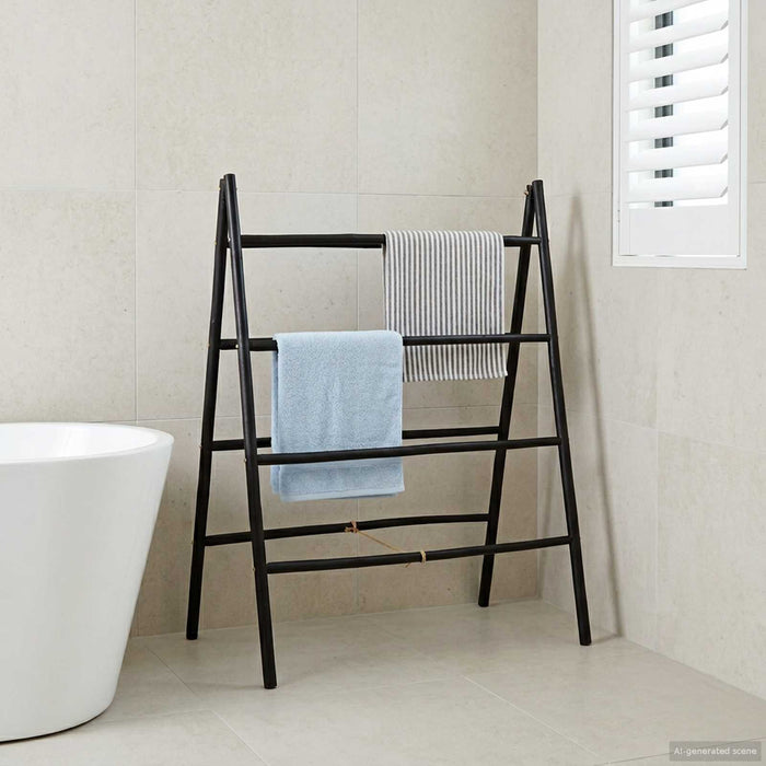 Scară pentru pătură dublă Negru 90 x 50 x 100 cm Bambus WALTI