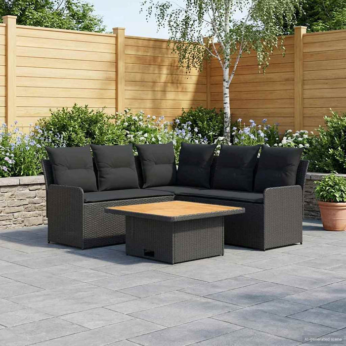 Seturi de mobilier cu pernă 4 pcs Negru Ratan PE WALTI