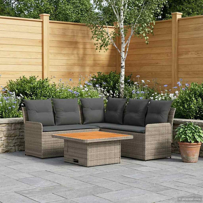 Seturi de mobilier cu pernă 4 pcs Gri și gri închis Ratan PE - WALTI WALTI