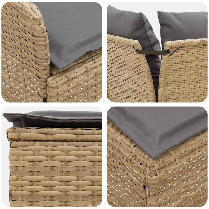 Seturi de mobilier cu pernă 4 pcs Beige și gri deschis Ratan PE WALTI