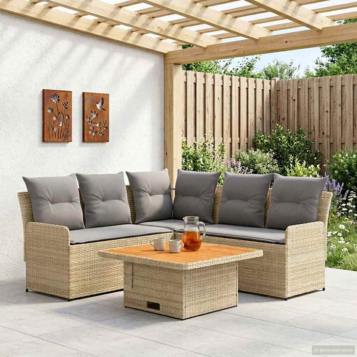 Seturi de mobilier cu pernă 4 pcs Beige și gri deschis Ratan PE WALTI
