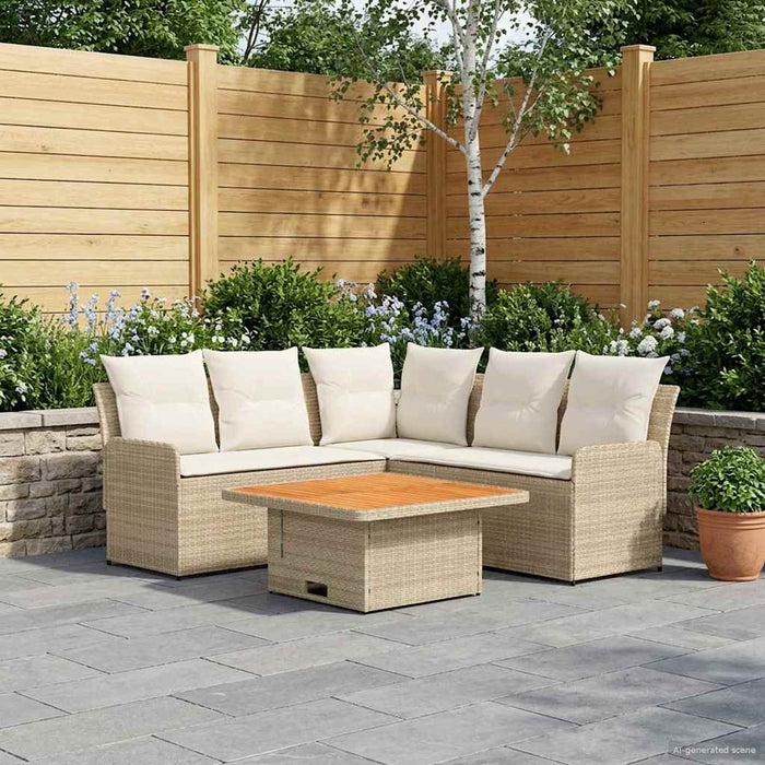 Seturi de mobilier cu pernă 4 pcs Bej și crem Ratan PE WALTI