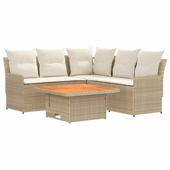 Seturi de mobilier cu pernă 4 pcs Bej și crem Ratan PE WALTI