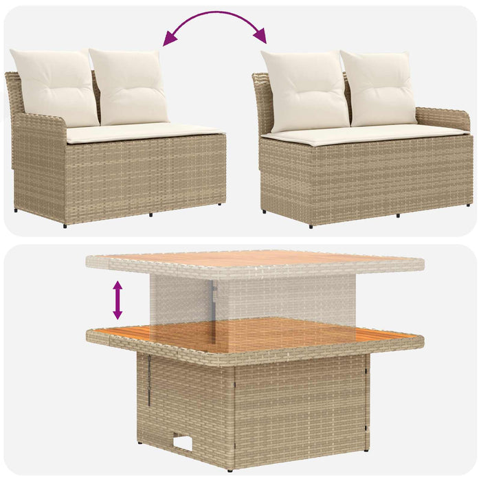 Seturi de mobilier cu pernă 4 pcs Bej și crem Ratan PE WALTI