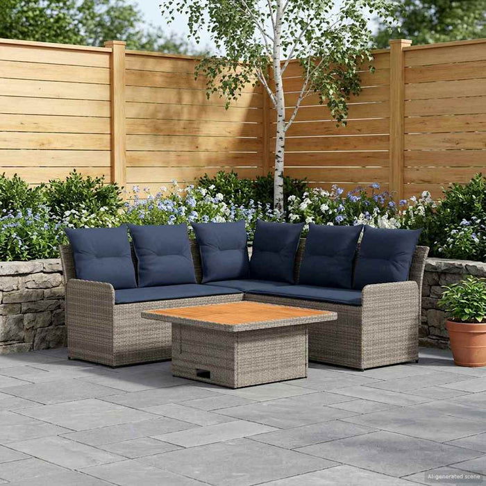 Seturi de mobilier 4 pcs Gri și albastru marin Ratan PE WALTI
