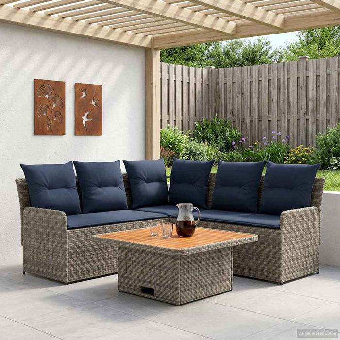 Seturi de mobilier 4 pcs Gri și albastru marin Ratan PE WALTI