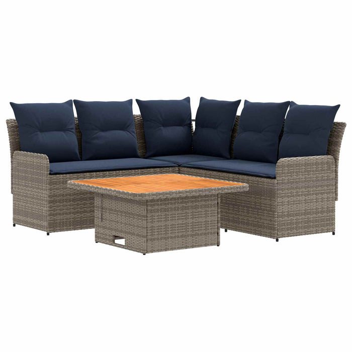 Seturi de mobilier 4 pcs Gri și albastru marin Ratan PE WALTI