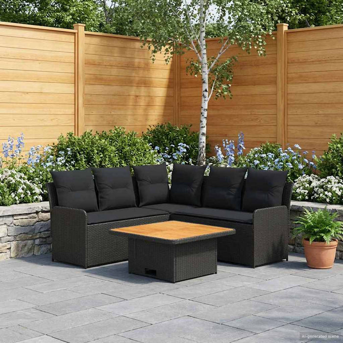 Seturi de mobilier cu pernă 6 pcs Negru Ratan PE WALTI