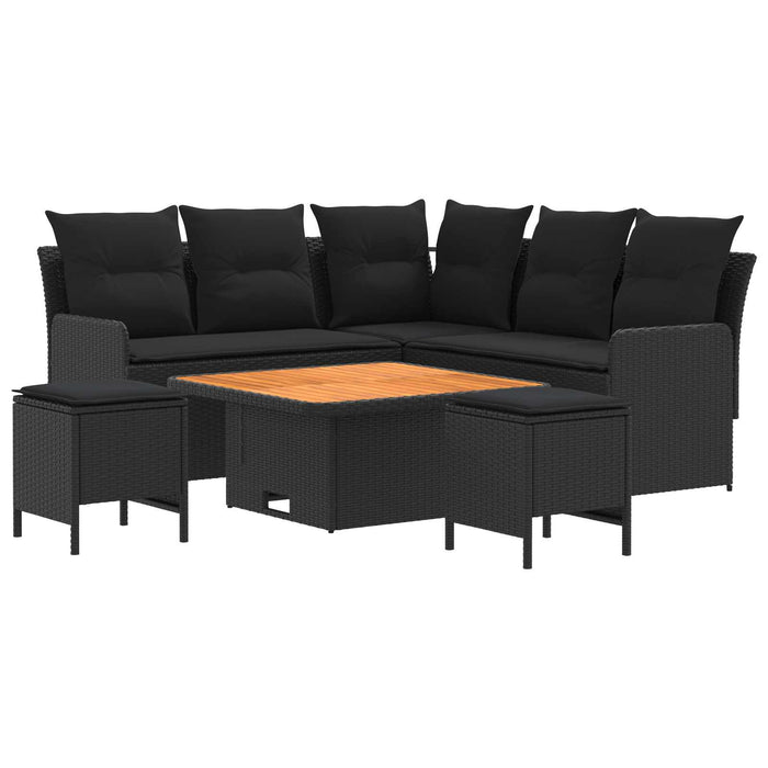 Seturi de mobilier cu pernă 6 pcs Negru Ratan PE WALTI