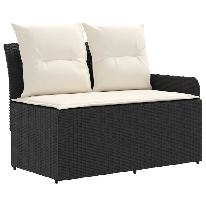Seturi de mobilier cu pernă 6 pcs Negru și Crem Ratan PE WALTI
