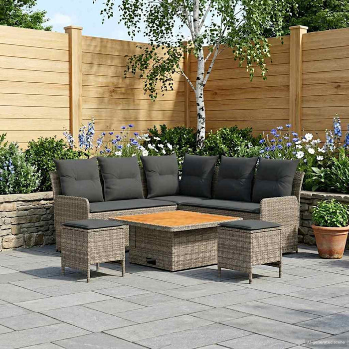 Seturi de mobilier cu pernă 6 pcs Gri și gri închis Ratan PE WALTI