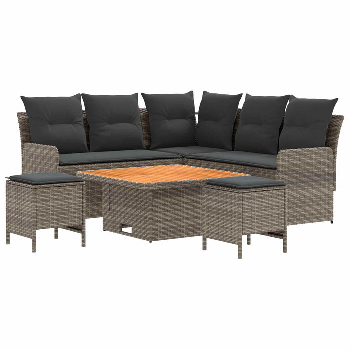 Seturi de mobilier cu pernă 6 pcs Gri și gri închis Ratan PE WALTI