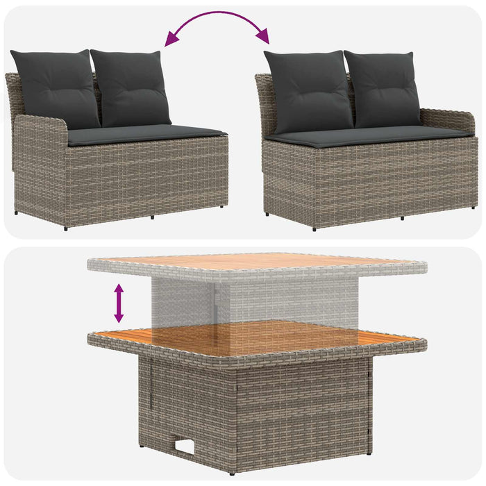 Seturi de mobilier cu pernă 6 pcs Gri și gri închis Ratan PE WALTI