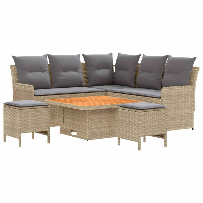 Seturi de mobilier cu pernă 6 pcs Beige și gri deschis Ratan PE WALTI