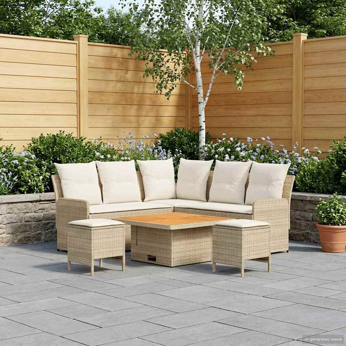 Seturi de mobilier cu pernă 6 pcs Bej și crem Ratan PE WALTI
