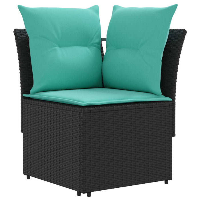 Seturi de mobilier cu pernă 6 pcs Negru și Turcoaz Ratan PE WALTI
