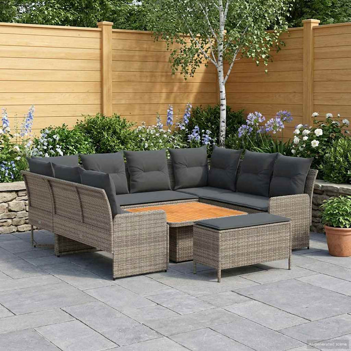 Seturi de mobilier cu pernă 7 pcs Gri și gri închis Ratan PE WALTI