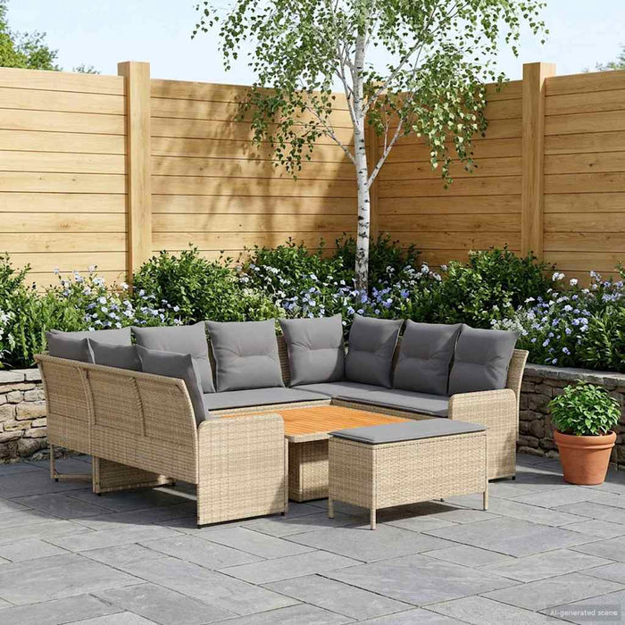 Seturi de mobilier cu pernă 7 pcs Beige și gri deschis Ratan PE WALTI