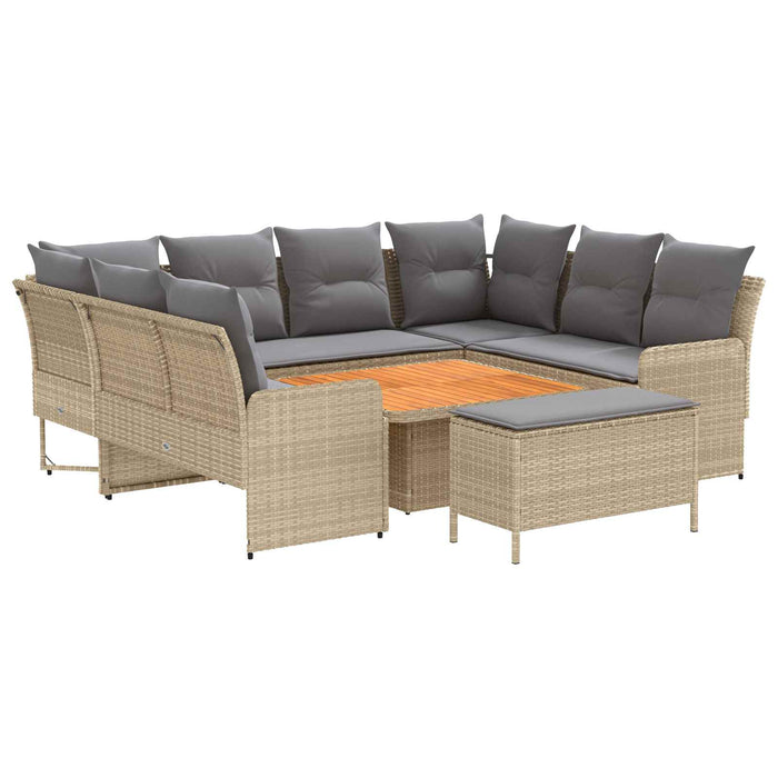 Seturi de mobilier cu pernă 7 pcs Beige și gri deschis Ratan PE WALTI