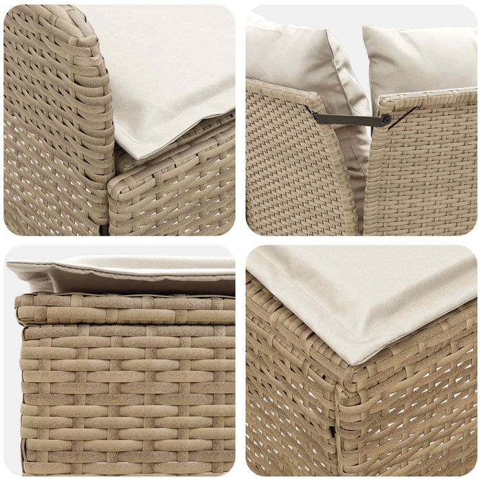 Seturi de mobilier cu pernă 7 pcs Bej și crem Ratan PE WALTI