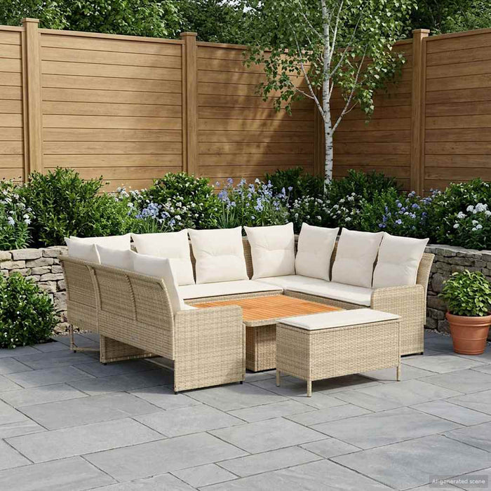 Seturi de mobilier cu pernă 7 pcs Bej și crem Ratan PE WALTI