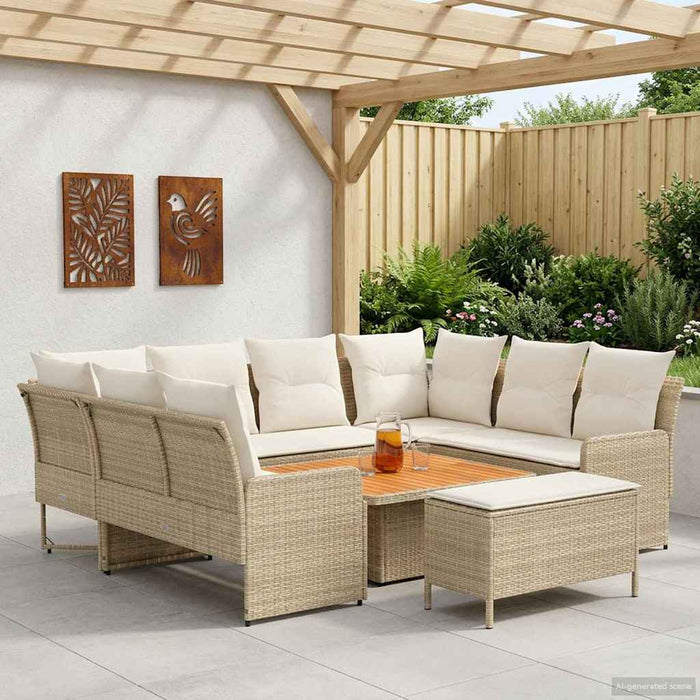 Seturi de mobilier cu pernă 7 pcs Bej și crem Ratan PE WALTI