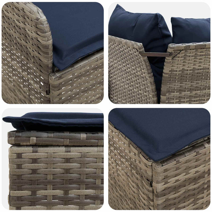 Seturi de mobilier 7 pcs Gri și albastru marin Ratan PE WALTI