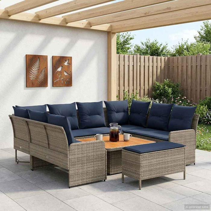 Seturi de mobilier 7 pcs Gri și albastru marin Ratan PE WALTI