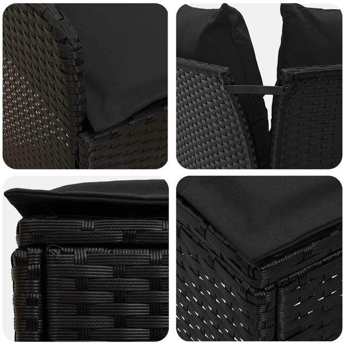 Seturi de mobilier cu pernă 8 pcs Negru Ratan PE WALTI