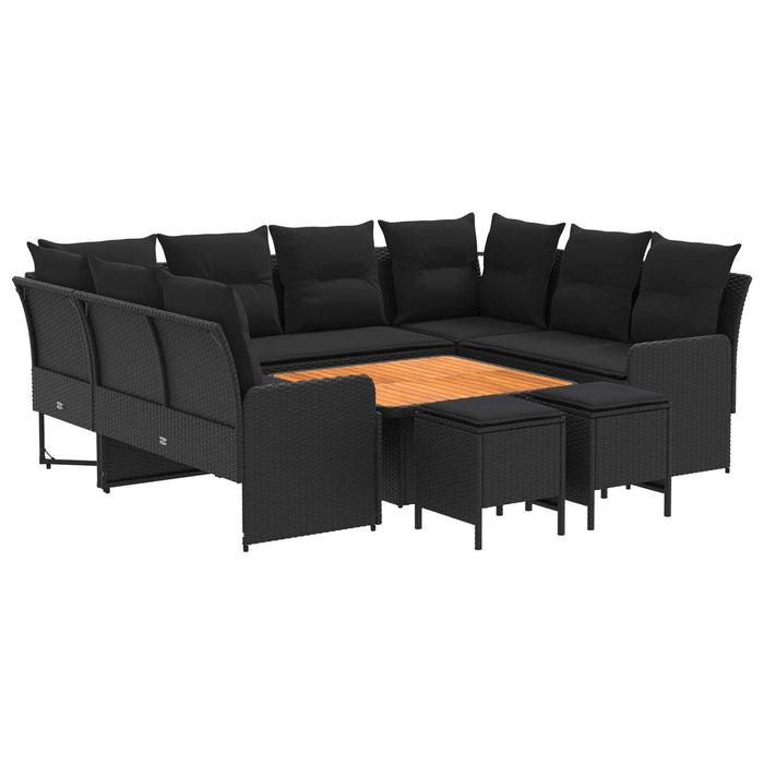 Seturi de mobilier cu pernă 8 pcs Negru Ratan PE WALTI