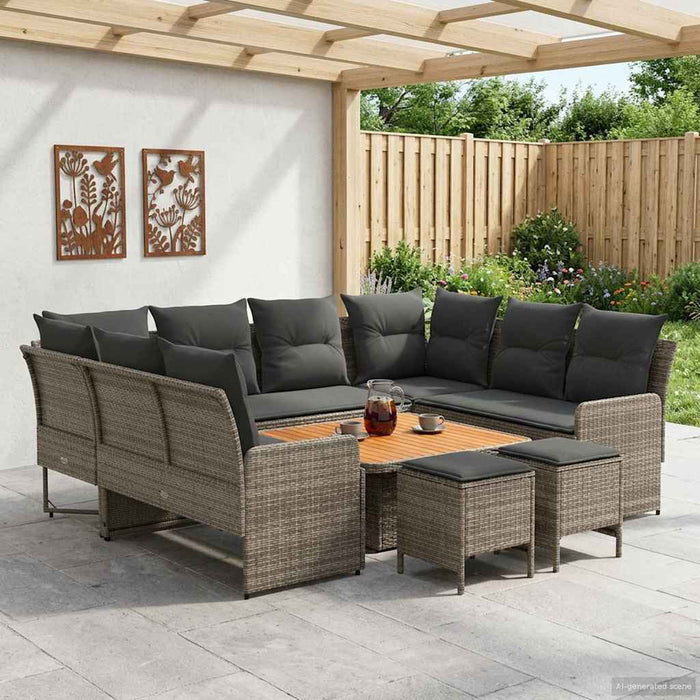 Seturi de mobilier cu pernă 8 pcs Gri și gri închis Ratan PE WALTI