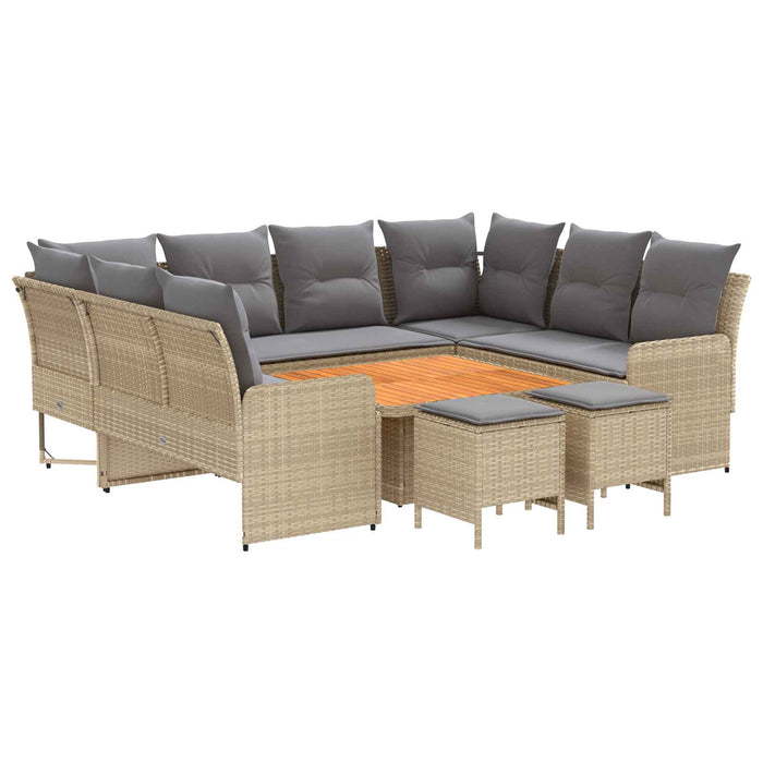 Seturi de mobilier cu pernă 8 pcs Beige și gri deschis Ratan PE WALTI