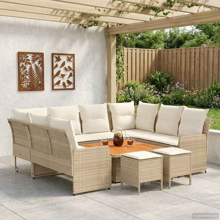 Seturi de mobilier cu pernă 8 pcs Bej și crem Ratan PE WALTI