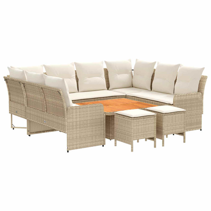 Seturi de mobilier cu pernă 8 pcs Bej și crem Ratan PE WALTI