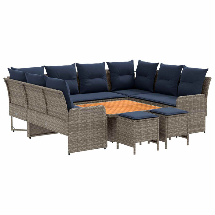 Seturi de mobilier 8 pcs Gri și albastru marin Ratan PE WALTI