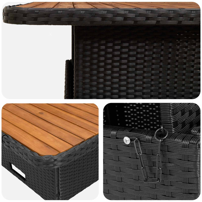 Seturi de mobilier cu pernă 8 pcs Negru și Turcoaz Ratan PE WALTI