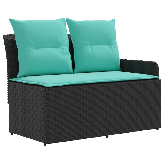 Seturi de mobilier cu pernă 8 pcs Negru și Turcoaz Ratan PE WALTI