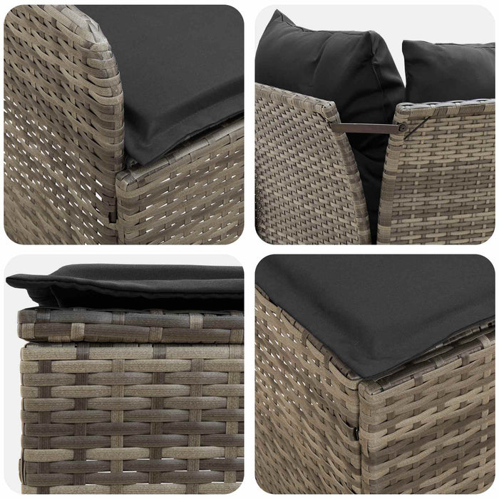 Seturi de mobilier cu pernă 5 pcs Gri și gri închis Ratan PE WALTI