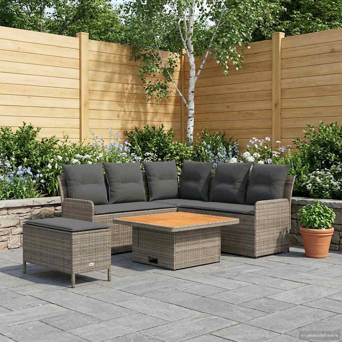 Seturi de mobilier cu pernă 5 pcs Gri și gri închis Ratan PE WALTI