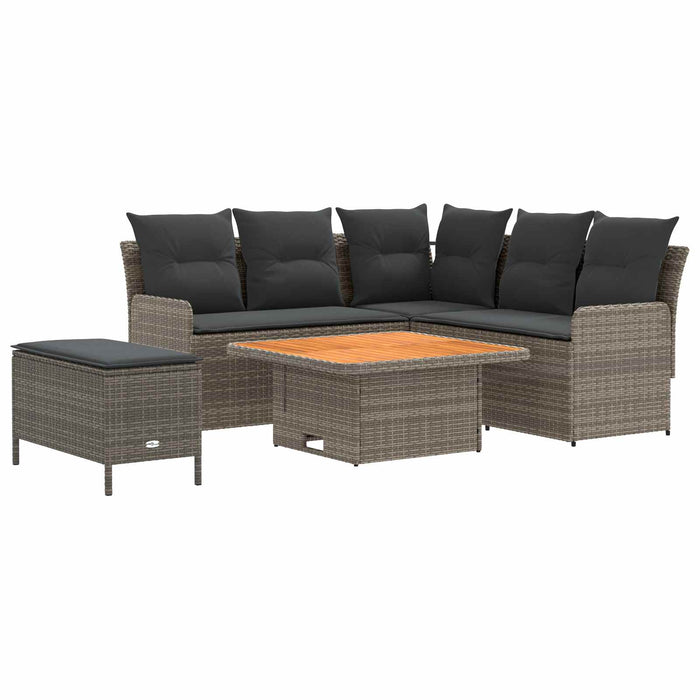 Seturi de mobilier cu pernă 5 pcs Gri și gri închis Ratan PE WALTI