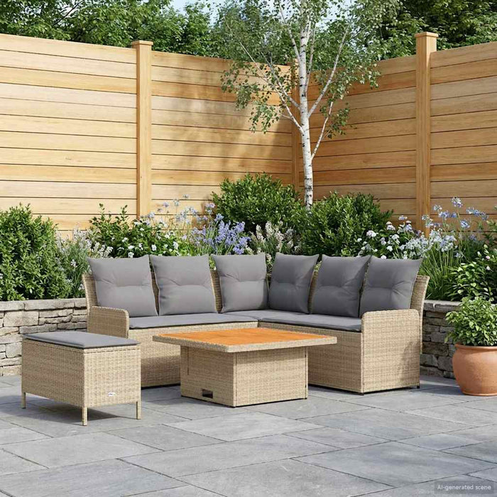 Seturi de mobilier cu pernă 5 pcs Beige și gri deschis Ratan PE WALTI
