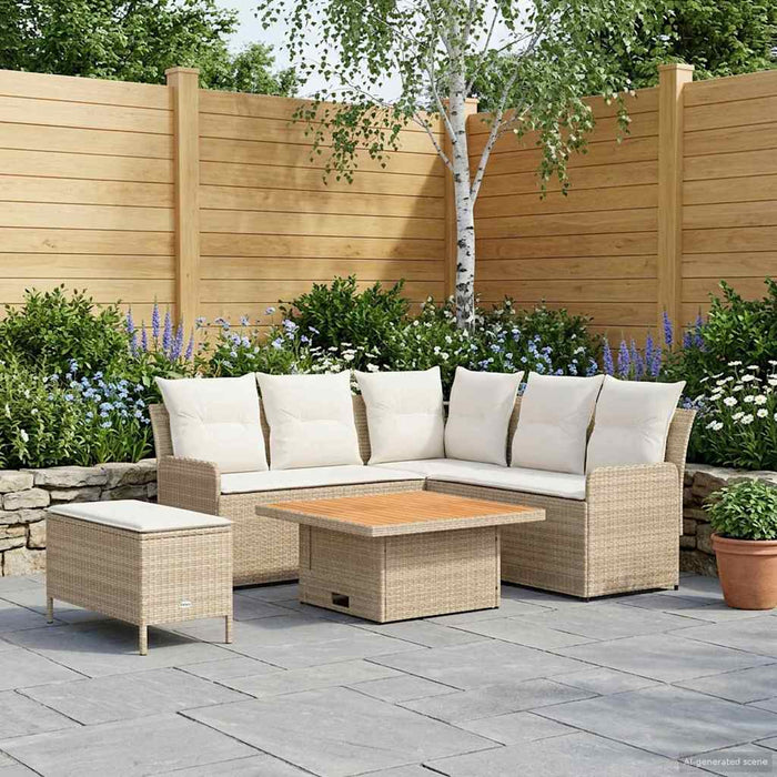 Seturi de mobilier cu pernă 5 pcs Bej și crem Ratan PE WALTI