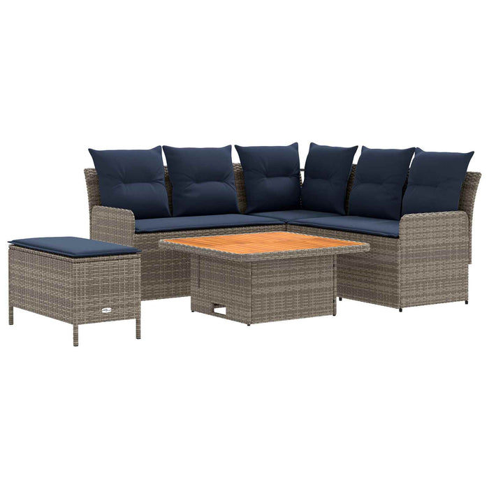 Seturi de mobilier 5 pcs Gri și albastru marin Ratan PE WALTI