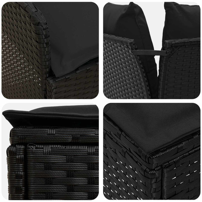 Seturi de mobilier cu pernă 7 pcs Negru Ratan PE WALTI