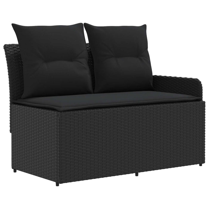 Seturi de mobilier cu pernă 7 pcs Negru Ratan PE WALTI