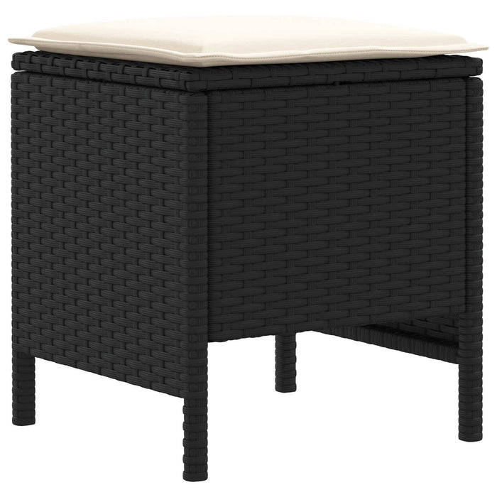 Seturi de mobilier cu pernă 7 pcs Negru și Crem Ratan PE WALTI