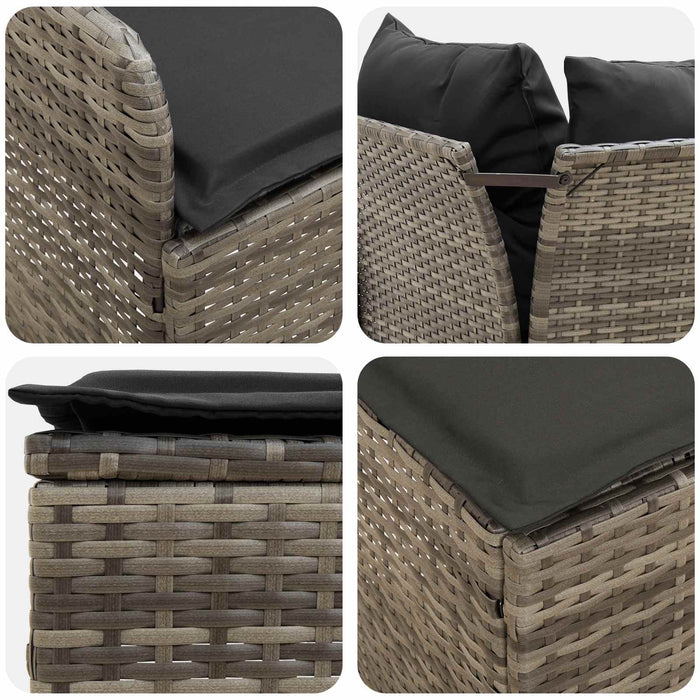 Seturi de mobilier cu pernă 7 pcs Gri și gri închis Ratan PE WALTI